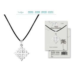 Colgante Cruz Mallorquina Acero Plateado - Coleccion Provincias (Mallorca)